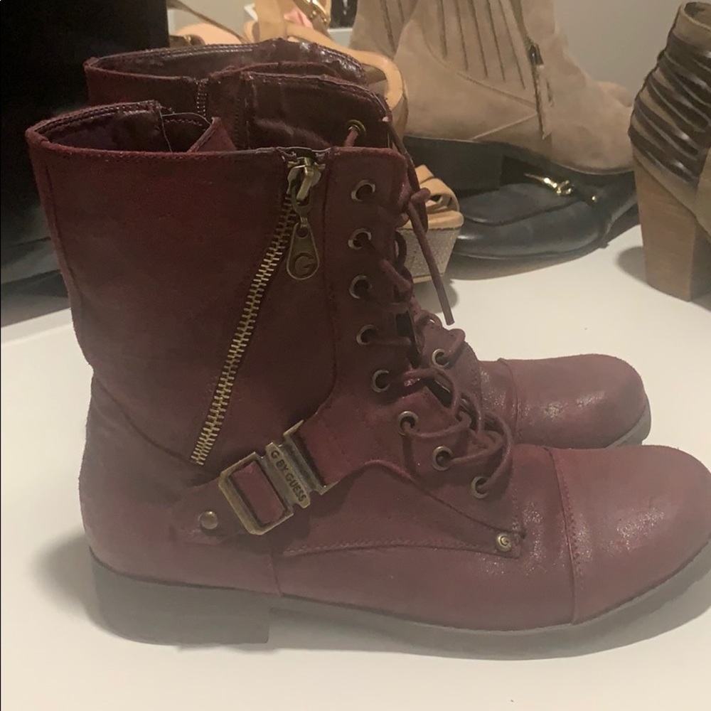 Burgundy G by Guess combat boots
